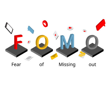 social media phenomenon of Fear of missing out or FOMOのイラスト素材