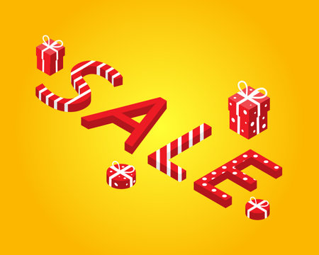 red isometric discount sale banner template promotion for advertisingのイラスト素材