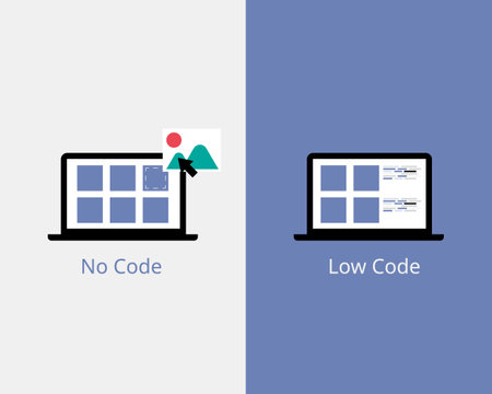 compare the difference of low code and No Code Development Platformのイラスト素材
