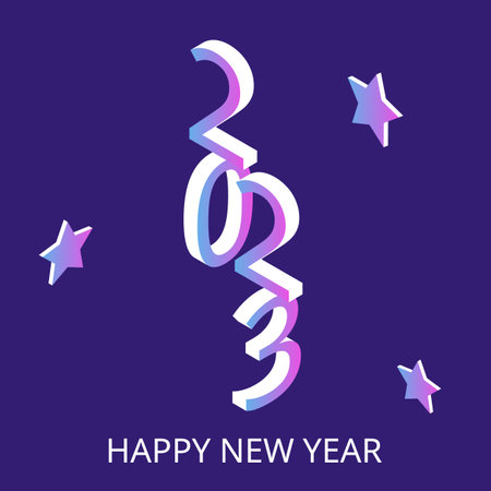 cute isometric gradient happy new year 2023 bannerのイラスト素材