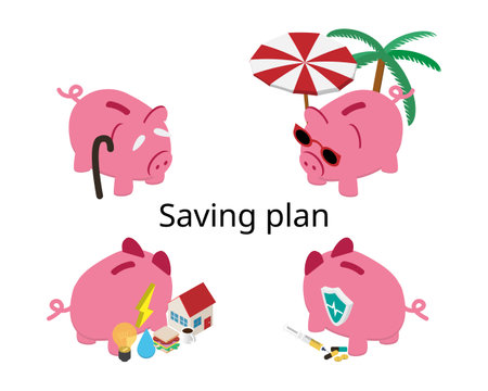 saving plan with asset allocation  to distribute the money plan expenseのイラスト素材