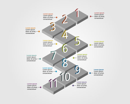 <p>square timeline chart template for infographic for presentation for 11 element</p>のイラスト素材