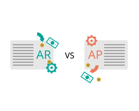 Accounts Receivable or AR compare to Accounts Payable or APのイラスト素材
