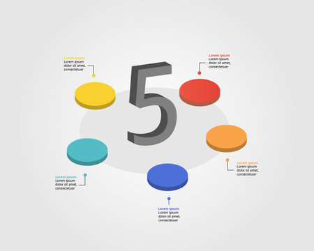 circle template for infographic for presentation for 5 elementのイラスト素材