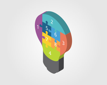 light burb idea template for infographic for presentation for 8 elementのイラスト素材