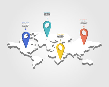World Map Infographic with 4 element for infographic or presentationのイラスト素材