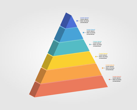 pyramid chart template for infographic for presentation for 6 elementのイラスト素材