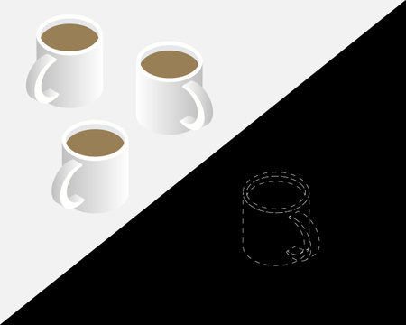 coffee badging which an employee shows up at the office in the morning, grabs a cup of coffee and disappear afterのイラスト素材