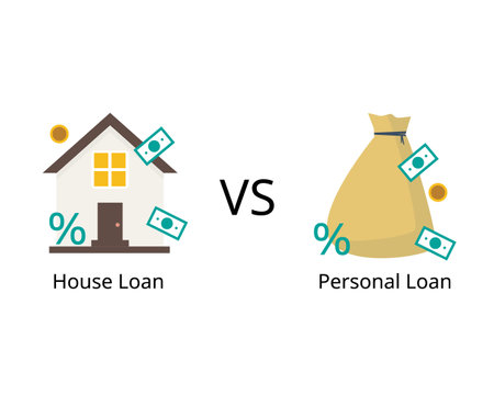 mortgage or house loan compare with personal loanのイラスト素材