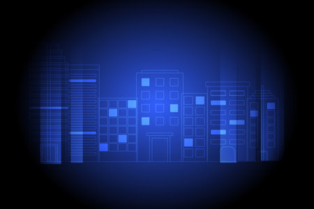 blue network light of start up building technology backgroundのイラスト素材