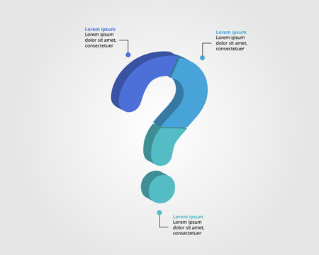 question mark 3 step template for infographic for presentation for 3 elementのイラスト素材