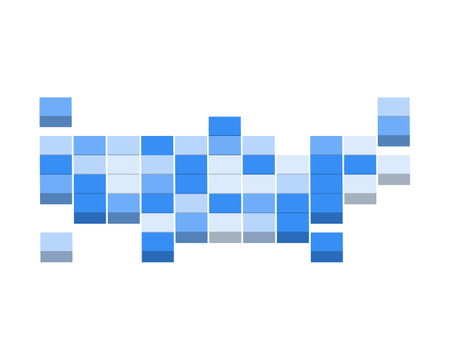 isometric united states of america square grid map of each states in colorful themeのイラスト素材