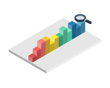 isometric graph of annual budget report to forecast cashflow or income in 12 month periodのイラスト素材