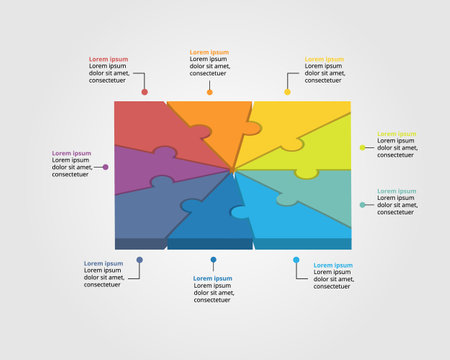 Jigsaw template with number for infographic for presentation for 9 square elementのイラスト素材