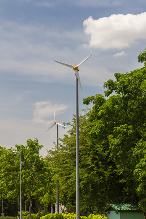 Wind turbines used to generate electricity with wind power.の写真素材
