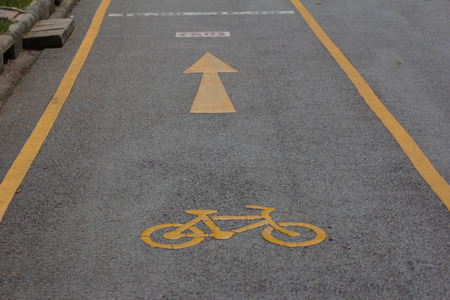 The bike path is provided for safety.の写真素材
