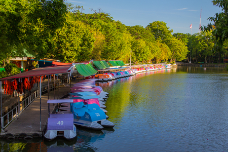 The colorful boats in the park.の写真素材