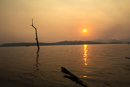 Kanchanaburi province, Thailand Sunset Vajiralongkorn Dam.の写真素材