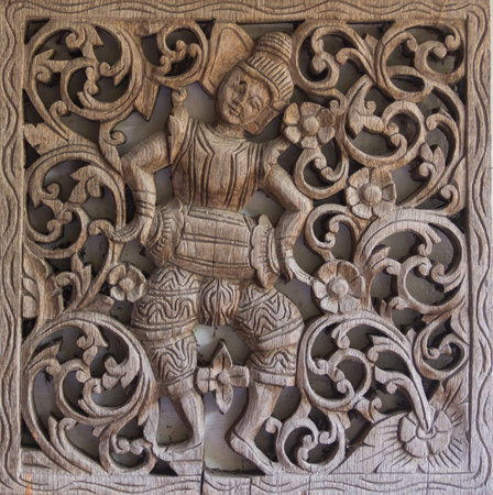 Wood carving of traditional Thailandの写真素材