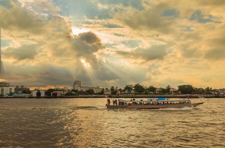 Boat trip Chao Phraya River in Bangkok, Thailandの写真素材