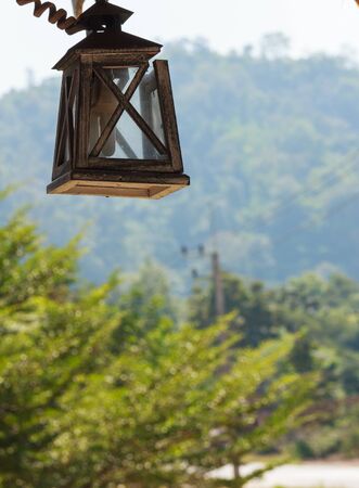 Old wooden lantern in the daytime.の写真素材