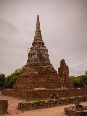 Ancient Pagoda at Wat Mahathat Ayutthaya Province, Thailandの写真素材