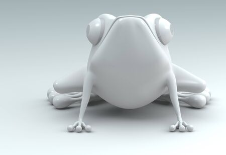 front view white frog on white background. Isolated 3d model の写真素材