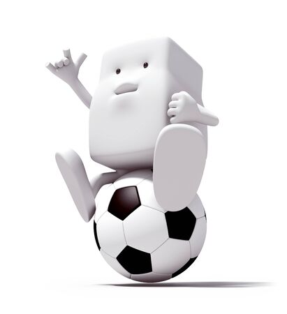 3d character person of play soccer on a white background. Isolated の写真素材