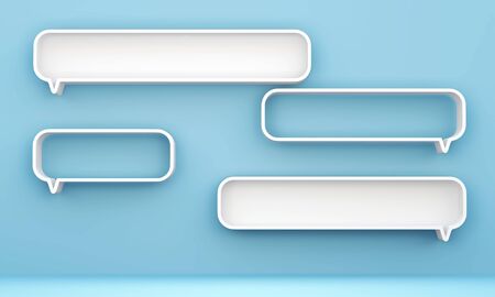 3D shelves design form   bubbles speech   on background の写真素材