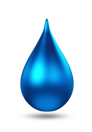 3D metal blue droplet  isolated の写真素材
