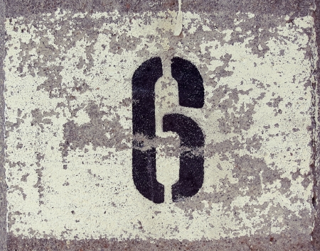 Number 6 on texture old cementの写真素材