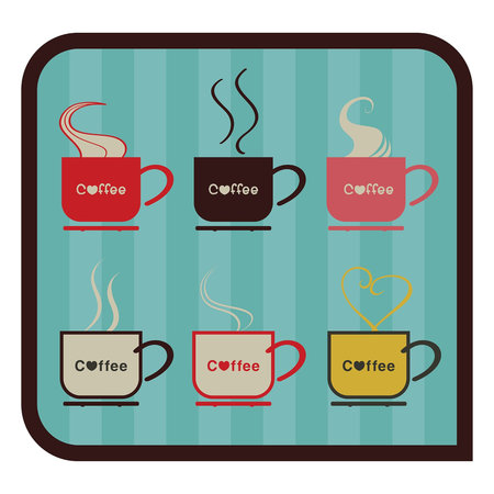 Vector set cup of coffee vintage のイラスト素材