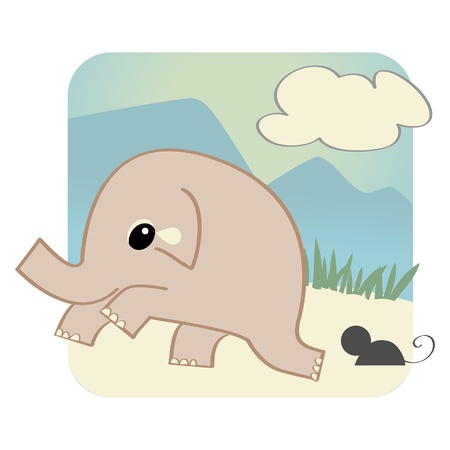 elephant frightened of a mouse のイラスト素材