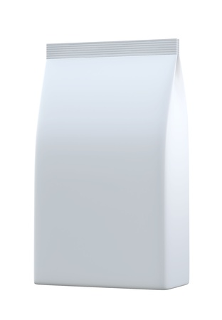 3D White bag package on a white background, isolatedの写真素材
