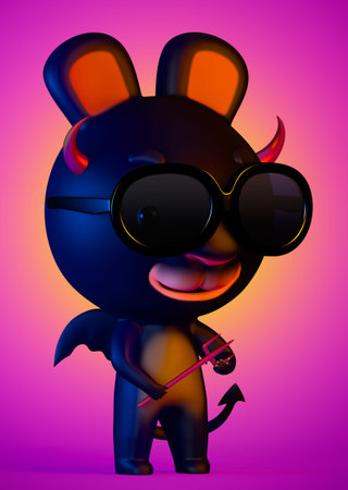3D Rabbit Devil with sunglasses cartoon