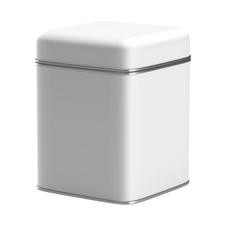 3D Square Tin Can design product package, isolatedの写真素材