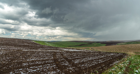 Panorama of agricultural fields in the highlands.の写真素材