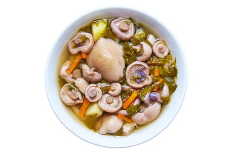 Mushroom soup on a white background. top viewの写真素材