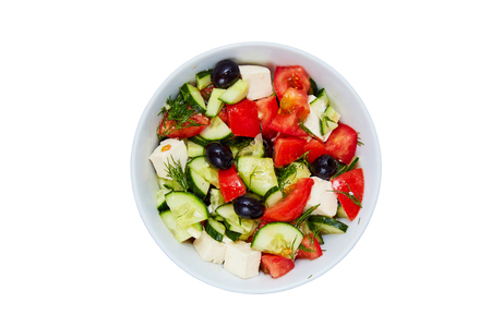 vegetable salad in a plate on a white background.の写真素材