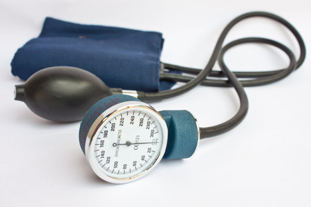 medical sphygmomanometer for blood pressure control on white background