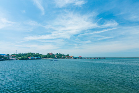 Fisherman village beside river in thai gulf of thialand