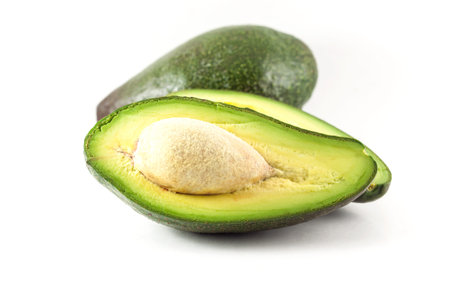 close-up avocado on white background