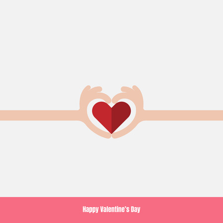 Concept Illustration Valentine's Day. Hands in the form of heart. Vector flat designのイラスト素材