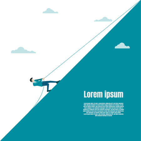 Business ambition and achievement for businessman concept. Man climbs on top of the cliff. Symbol of success, career, leadership. Eps10 vector illustrationのイラスト素材