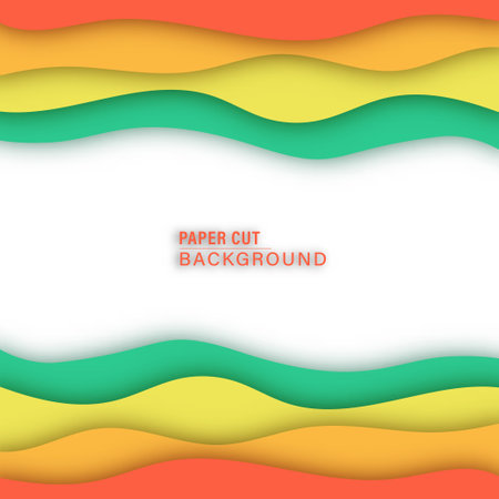 Abstract papercut background, color carve art, design layout for business presentations, flyer, banner, brochure, poster, space for text your, vector illustrationのイラスト素材