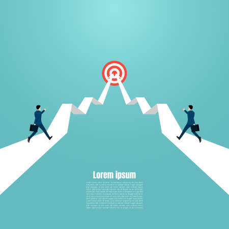 Business success concept, businessman running competition to goal, leadership, achieve, business vector illustrationのイラスト素材