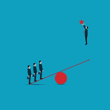 Teamwork business concept, symbol of success goals, leadership, team success, vector illustration flatのイラスト素材