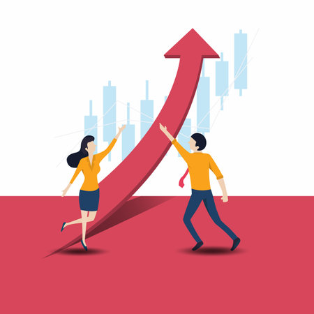 Concept conceptual businessman or businessman over success. business success and leadership creative concept idea. trader, vector illustrationのイラスト素材