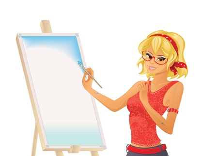 Pretty girl paintingのイラスト素材