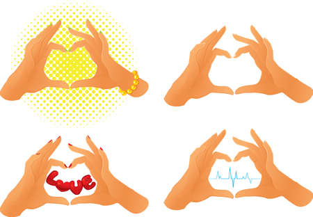 Collection of hands showing heart symbol のイラスト素材